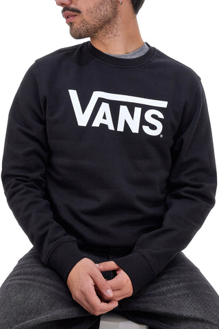 Črna majica z okroglim izrezom in logotipom Vans Crew-B