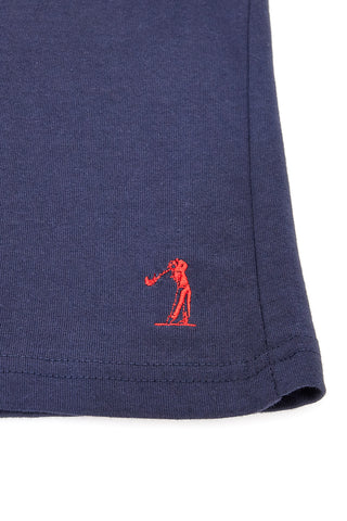 Modre bombažne hlače z izvezenim logotipom Us golf BE001