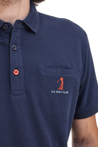 Modra majica s kratkimi rokavi iz 100 % bombaža U.S. GOLF CLUB PO2051