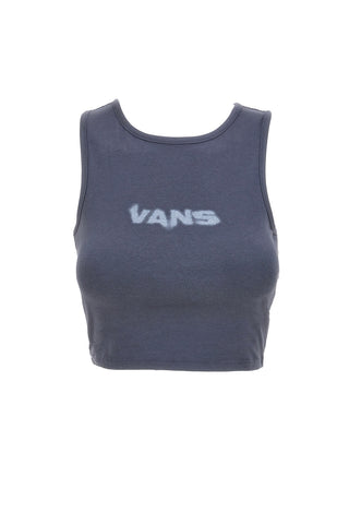 Siva kratka majica z logotipom Vans Blur Fitted Crop Tank A