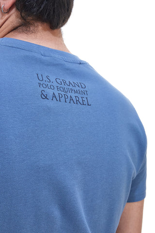 Modra majica z vezenim logotipom iz bombaža U.S. Grand Polo US51629M