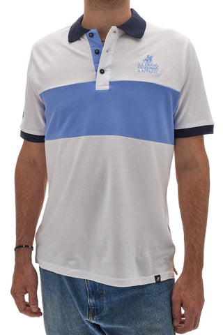 Belo-modra polo majica z modrim ovratnikom U.S. GOLF CLUB S51505