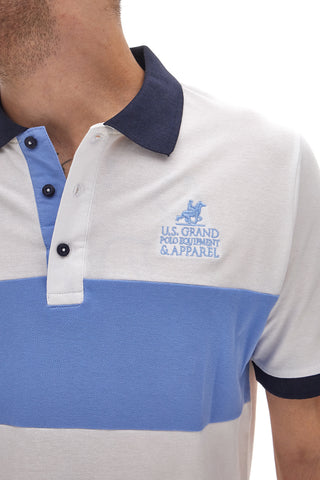 Belo-modra polo majica z modrim ovratnikom U.S. GOLF CLUB S51505