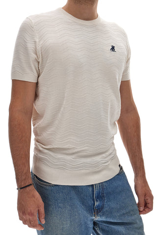 Bela majica s kratkimi rokavi in reliefnim vzorcem U.S. GOLF CLUB S51224