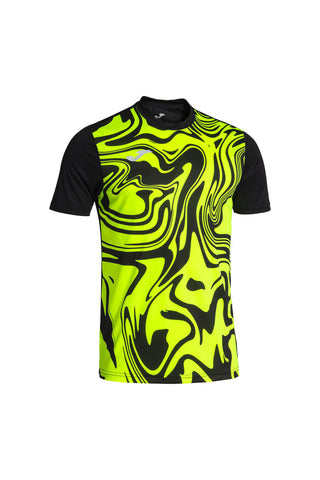 Črna športna majica z rumeno fluorescenčno potiskano JOMA Lion II