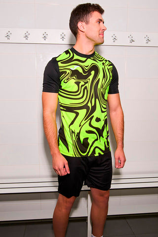 Črna športna majica z rumeno fluorescenčno potiskano JOMA Lion II