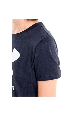Črna majica z okroglim izrezom in belim logotipom na prsih UNDER ARMOUR RIVAL LOGO SS