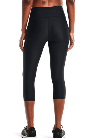 Črne tričetrtinske legice z bočno žepom UNDER ARMOUR Capri UA Tech