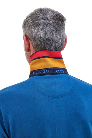 Modra polo majica z dolgimi rokavi in kontrastnimi detajli U.S. Golf Club POLOP005