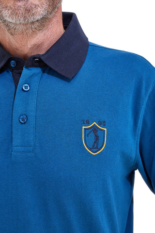 Modra polo majica z dolgimi rokavi in kontrastnimi detajli U.S. Golf Club POLOP005