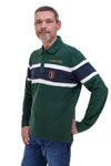 Zelena polo majica s črtami in vezenim logotipom US Golf PR01