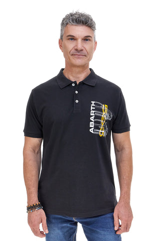 Črna polo majica z grafičnim potiskom Abarth AH24SS153