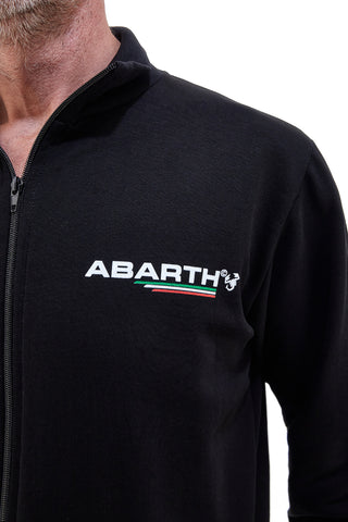 Črna majica z zadrgo iz 100 % bombaža Abarth AH002ZP