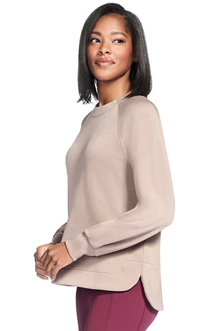 Felpa beige con maniche raglan e orlo stondato Skechers SKECHLUXE Elevate Crewneck