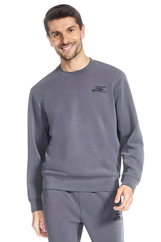 Siva majica z okroglim izrezom in natisnjenim logotipom Skechers SKECHCLOUD Elevate Crew
