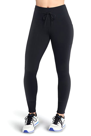 Črne legice iz tkanine go flex z nastavljivim pasom Skechers LG74