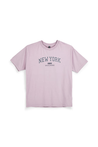 Majica vijoličaste barve z nadstandardno velikostjo in potiskom Los Angeles Skechers Destination Short Sleeve Tee