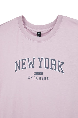 Majica vijoličaste barve z nadstandardno velikostjo in potiskom Los Angeles Skechers Destination Short Sleeve Tee