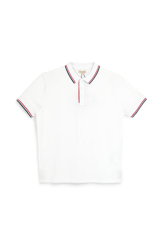 Bela bombažna polo majica s črtastim ovratnikom Sevenoaks Nby6212