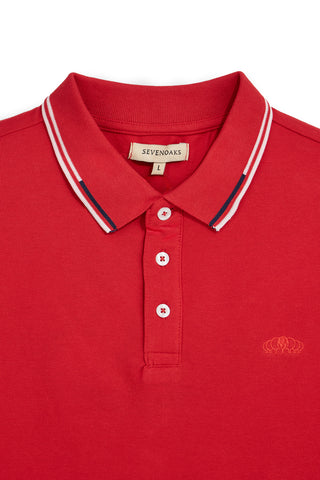 Rdeča polo majica z gumbom na vratu Sevenoaks NBY6116