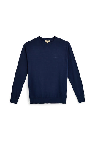 Maglione in cotone blu girocollo Sevenoaks Nby01