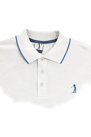Siva polo majica s kontrastno obrobo in izvezenim logotipom Us golf PO2002