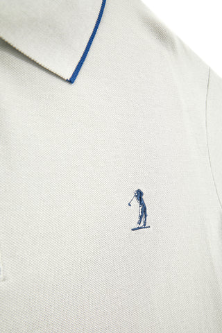Siva polo majica s kontrastno obrobo in izvezenim logotipom Us golf PO2002