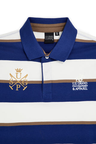 Modro-bela črtasta polo majica 100% bombaž U.s. grand polo US61515M
