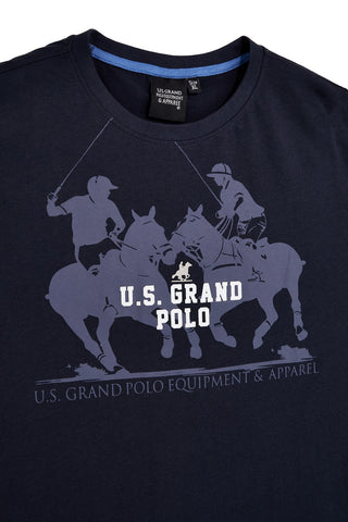 Modra majica s potiskom logotipa U.s.grand polo US61612M