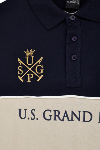 Modro-beljasta polo majica U.s. grand polo iz 100 % bombaža US61503M