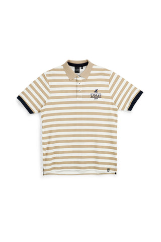 Bež in bela črtasta polo majica 100% bombaž U.s. grand polo US61505M