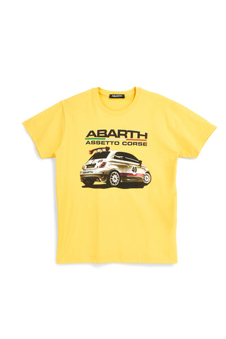 Rumena bombažna majica s potiskom na prsih Abarth AH011TE