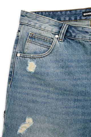 Modre jeans hlače do kolen iz džinsa z raztrganinami Boardman 4051