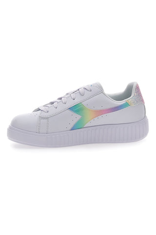 Bele superge z logotipom Arcobaleno Diadora game Step Bloom