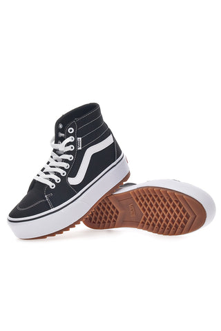 Črni in beli superge z ravno platformo Vans Hi Tapered