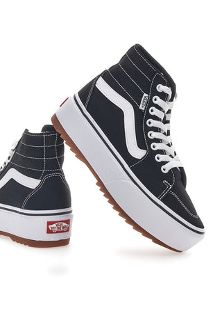 Črni in beli superge z ravno platformo Vans Hi Tapered