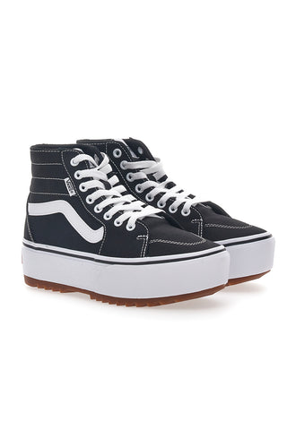 Črni in beli superge z ravno platformo Vans Hi Tapered