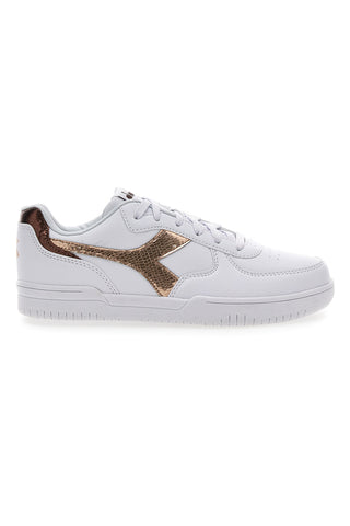 Bele superge z zlatim logotipom DIADORA RAPTOR LOW CRYSTAL WN