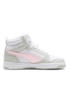VISOKE BELE SUPERGE Z ROZA DETAJLI PUMA REBOUND V6 MID JR