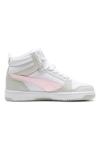 VISOKE BELE SUPERGE Z ROZA DETAJLI PUMA REBOUND V6 MID JR