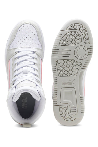 VISOKE BELE SUPERGE Z ROZA DETAJLI PUMA REBOUND V6 MID JR