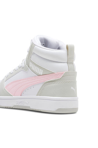 VISOKE BELE SUPERGE Z ROZA DETAJLI PUMA REBOUND V6 MID JR
