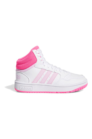 Bele in roza superge z vezalkami Adidas Hoops 3.0 mid K