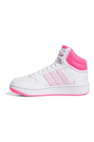 Bele in roza superge z vezalkami Adidas Hoops 3.0 mid K