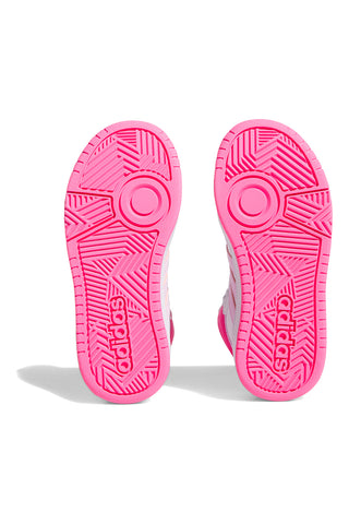 Bele in roza superge z vezalkami Adidas Hoops 3.0 mid K