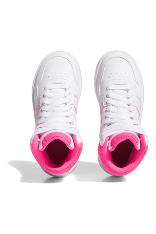 Bele in roza superge z vezalkami Adidas Hoops 3.0 mid K