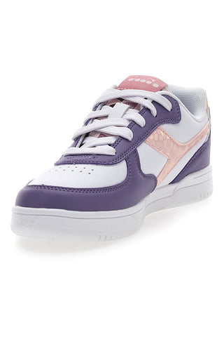Bele in vijolične superge z roza logotipom DIADORA RAPTOR LOW SPOTTED GS