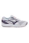 Bele odbojkarske čevlje z vijoličnimi detajli Mizuno Cyclone Speed 4