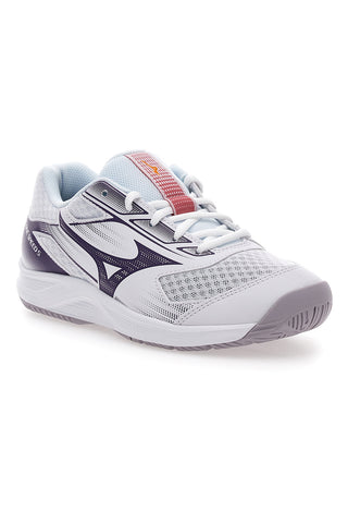 Bele odbojkarske čevlje z vijoličnimi detajli Mizuno Cyclone Speed 4