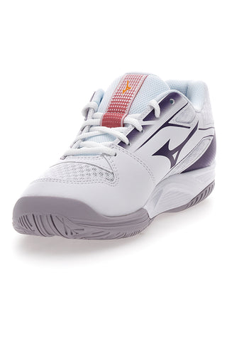 Bele odbojkarske čevlje z vijoličnimi detajli Mizuno Cyclone Speed 4